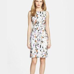 Hugo Boss Colourful abstract floral career sheath dress stripe